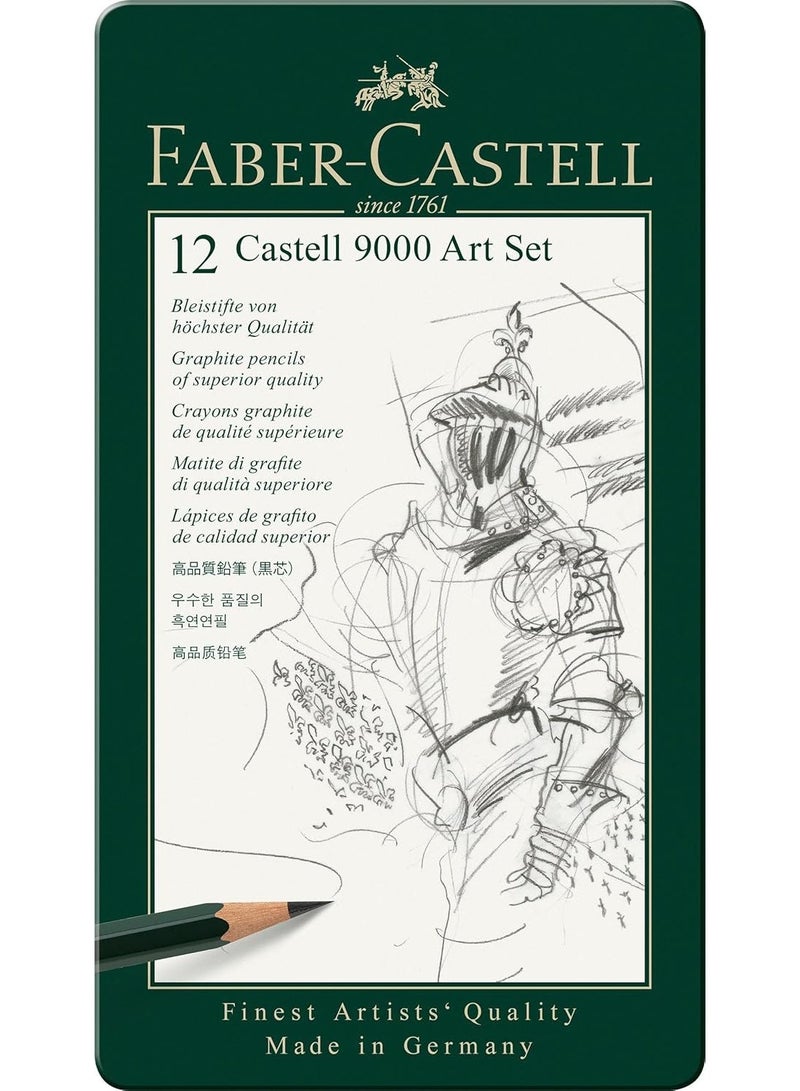 FABER-CASTELL Faber Castell-9000 Graphite Pencils Set of 12 in Metal Box - Image 1